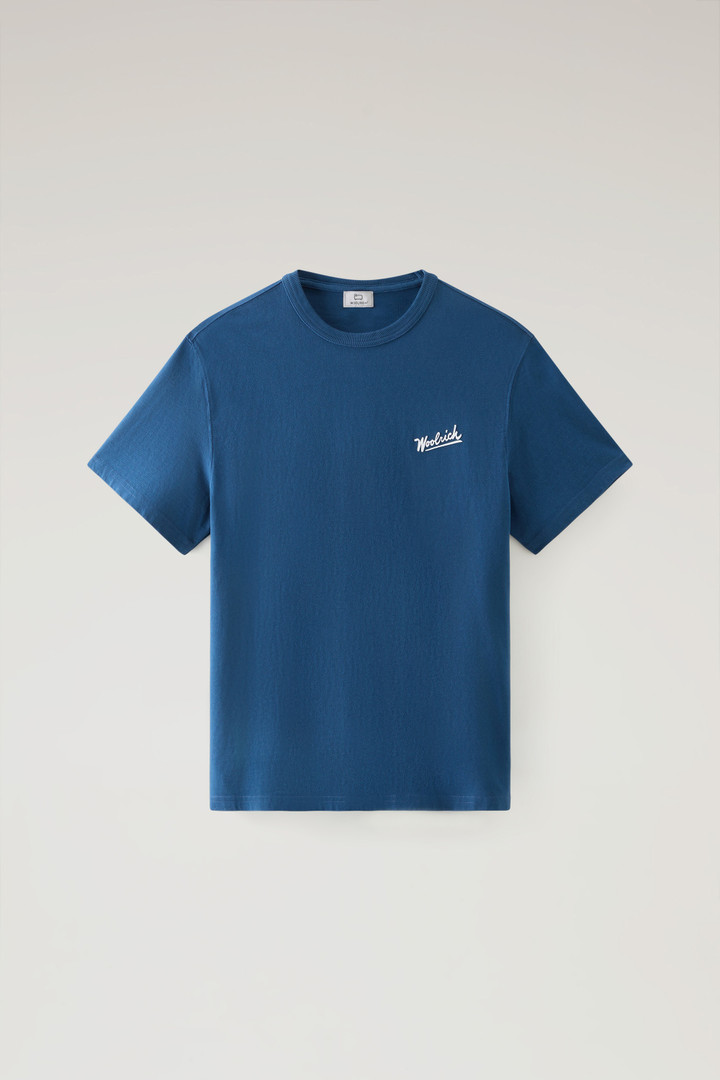 T-Shirt in Pure Cotton with Western Graphic On The Back Blue photo 5 | Woolrich