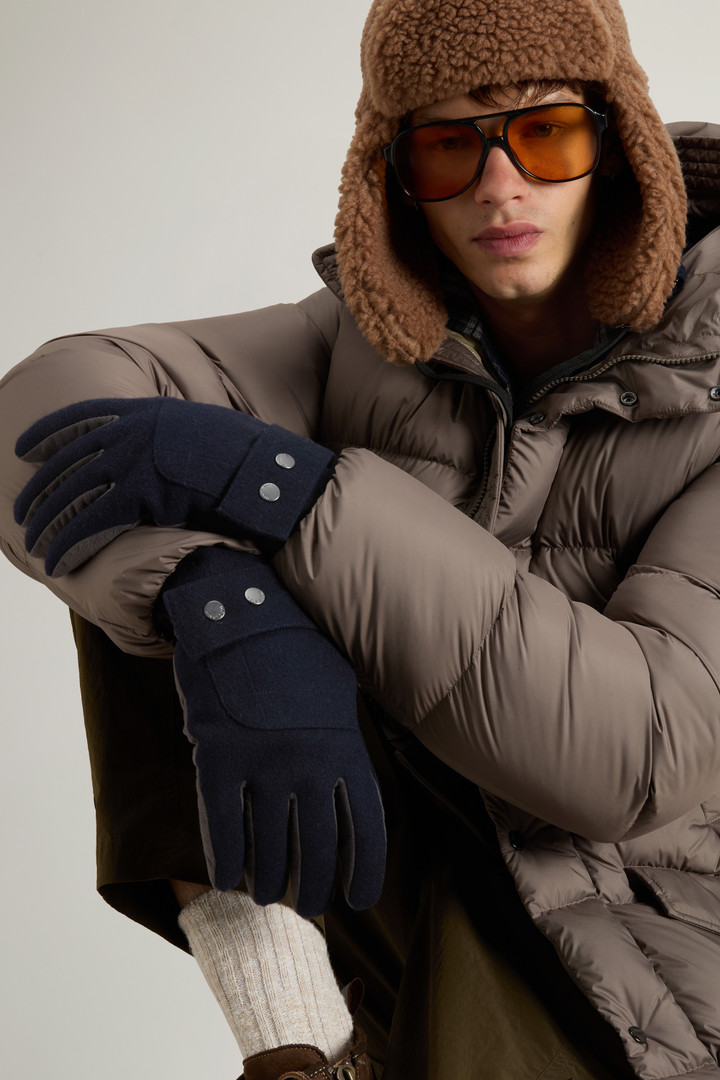 Gants en laine mélangée à poignets réglables Bleu photo 4 | Woolrich