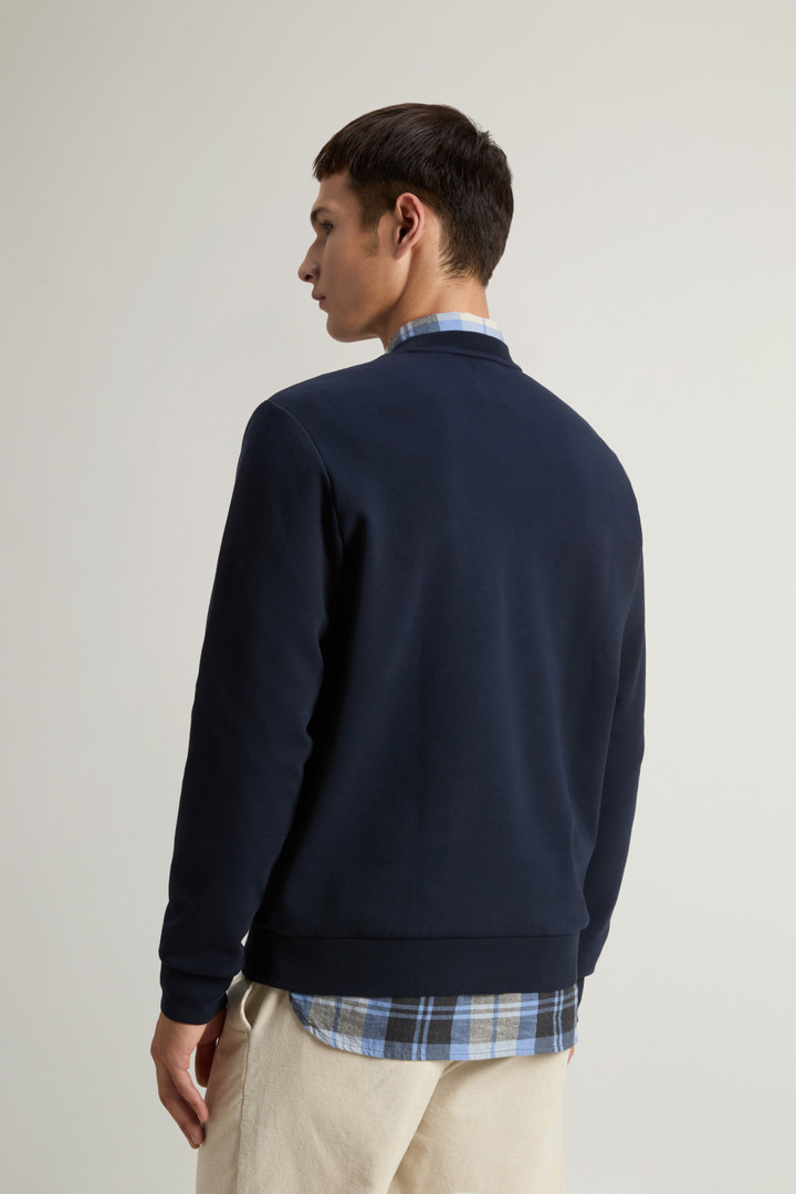 Crewneck Sweatshirt in Cotton-Blend Interlock with Logo Blue photo 3 | Woolrich