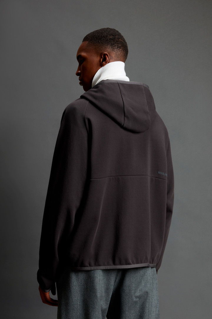 Full-Zipper Hoodie in Cotton Interlock and Nylon Blend by Todd Snyder Black photo 3 | Woolrich