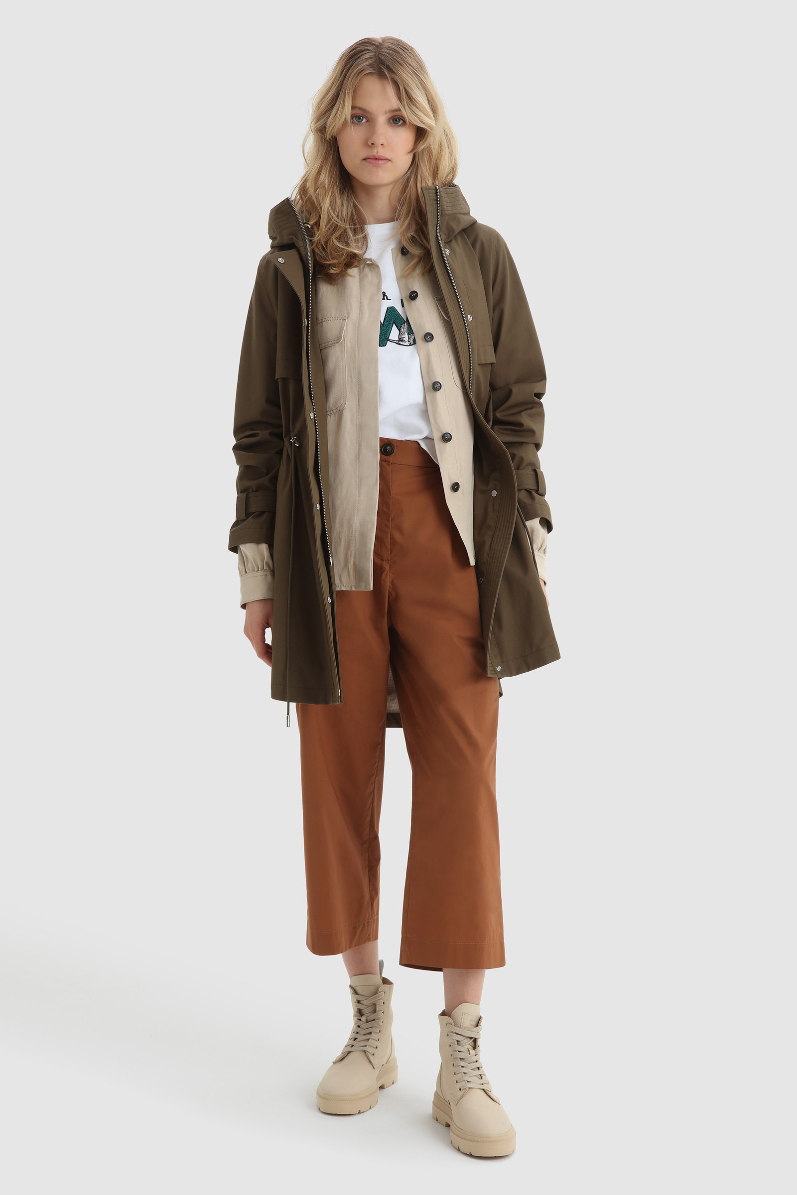 Sobrecamisa Outdoor en mezcla de lino beige photo 2 | Woolrich