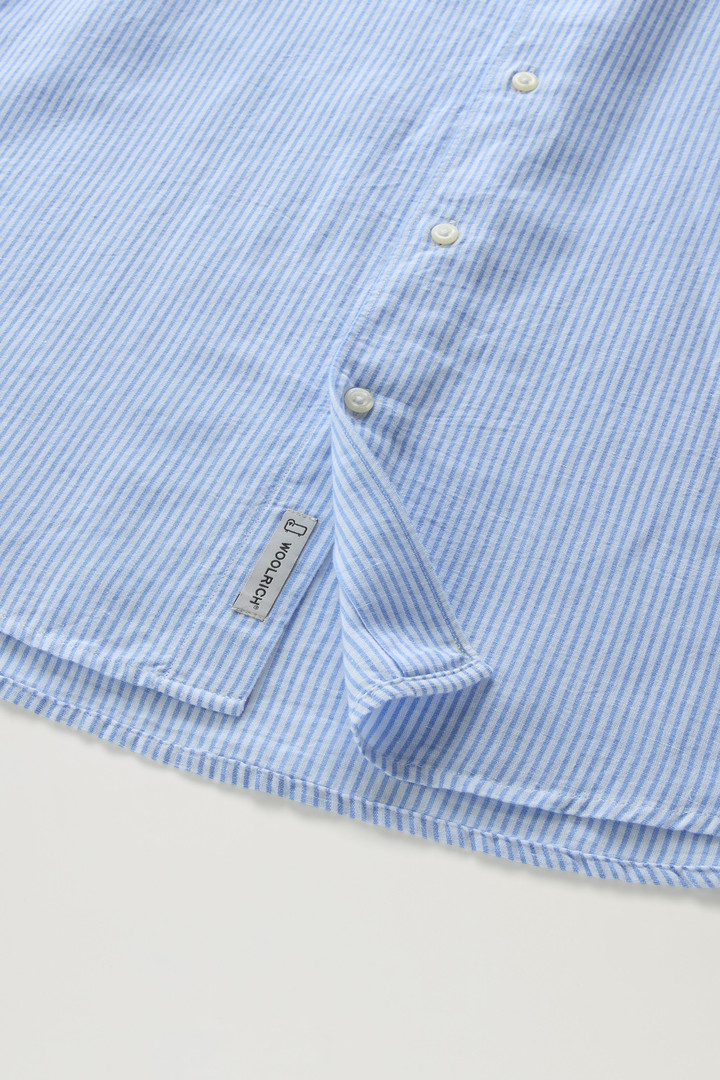 Chemise à rayures en mélange de coton et lin Bleu photo 8 | Woolrich