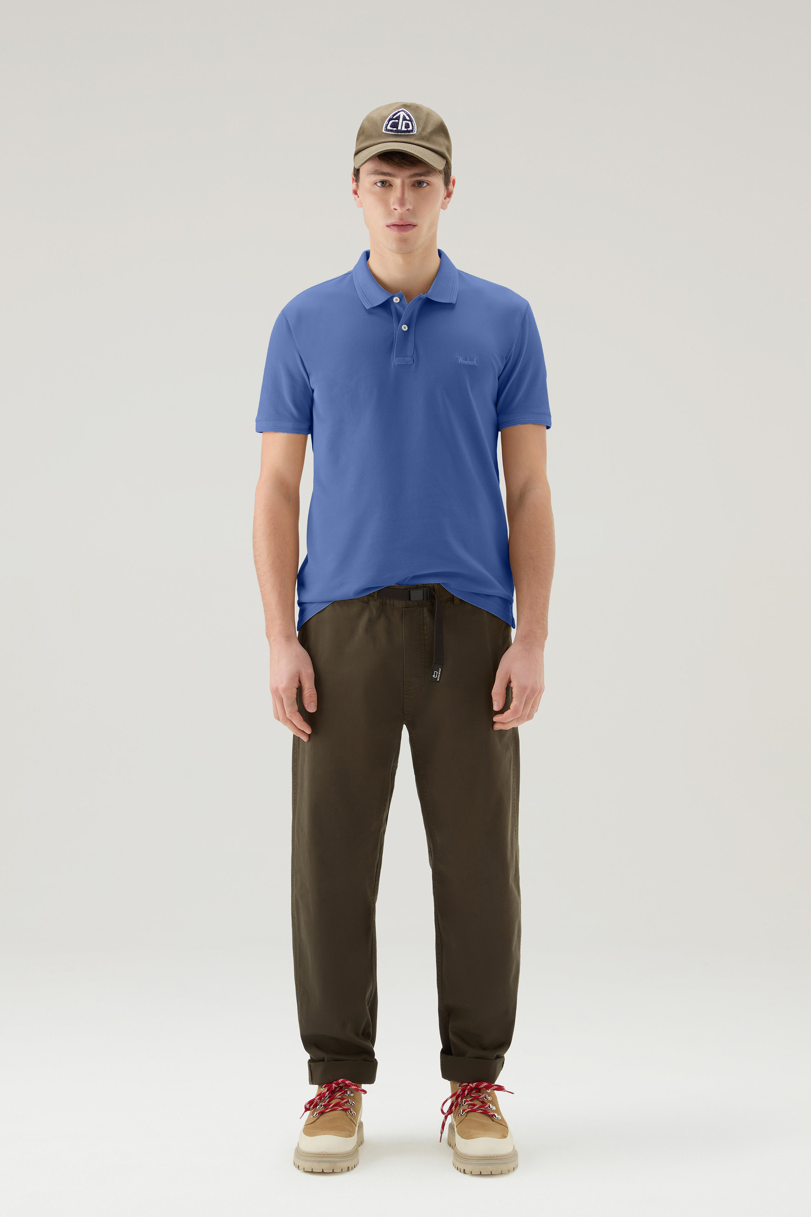 Polo Mackinack teñido en prenda de piqué de algodón elástico azul photo 2 | Woolrich