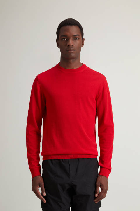 Crewneck Sweater in Pure Merino Virgin Wool Red | Woolrich