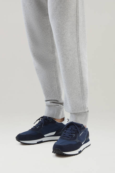 Retro leren sneakers met nylon details Blauw photo 2 | Woolrich