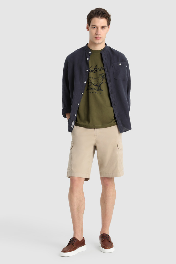 T-shirt en coton bio avec logo sur la poitrine vert photo 2 | Woolrich