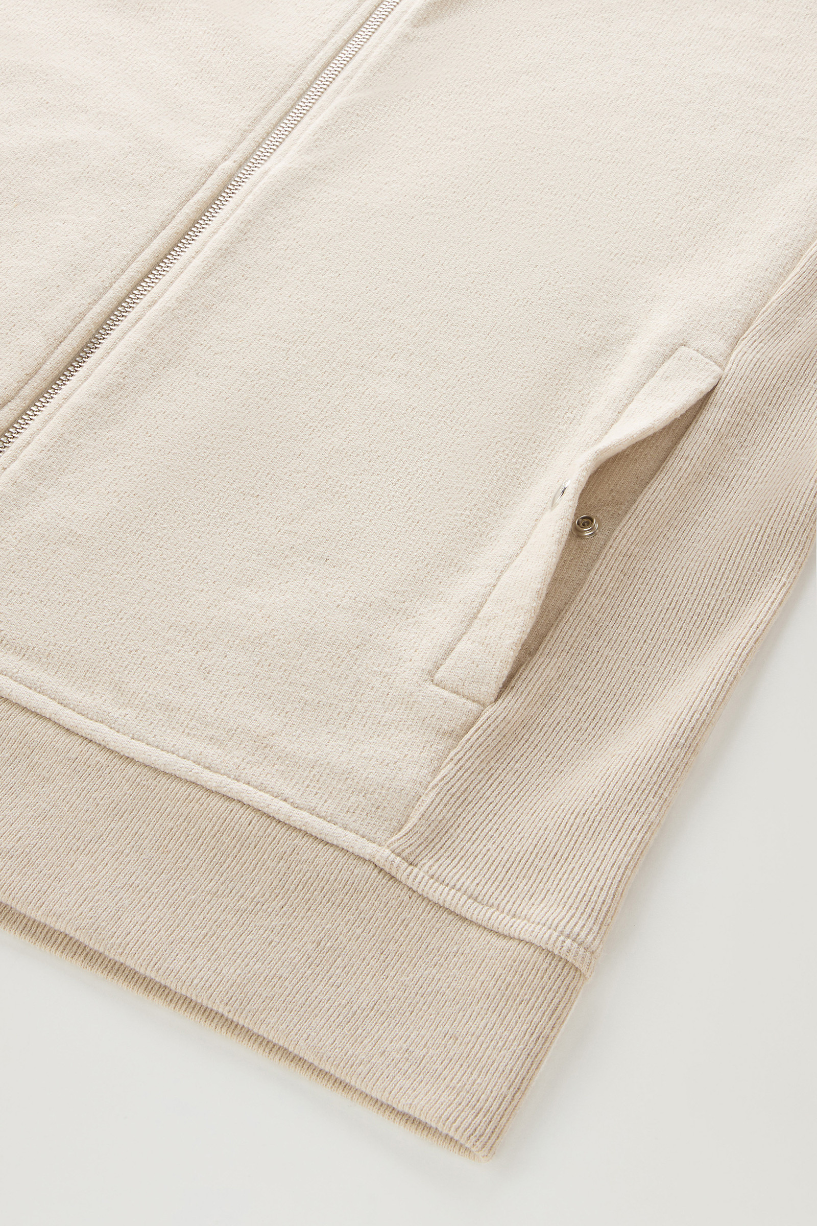 Kapuzenjacke aus Leinen-Baumwollfleece-Mischung beige photo 8 | Woolrich