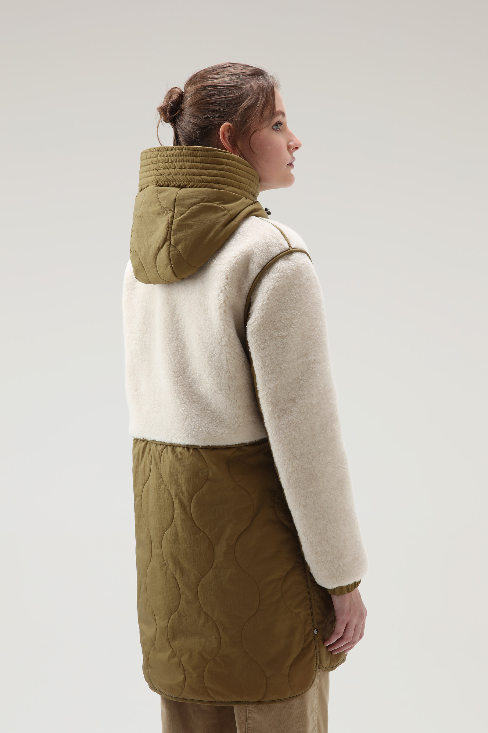 Alba Parka in Crinkle Nylon and Sherpa Green photo 3 | Woolrich