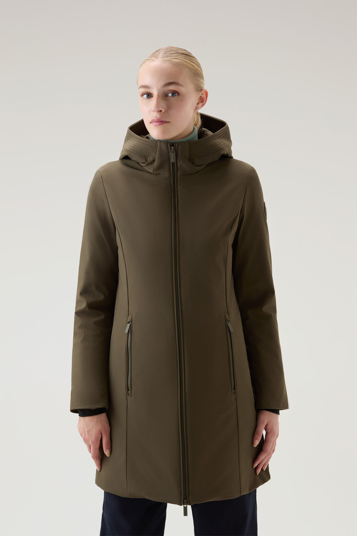 Woolrich Women Firth Parka in Tech Softshell Green Size M