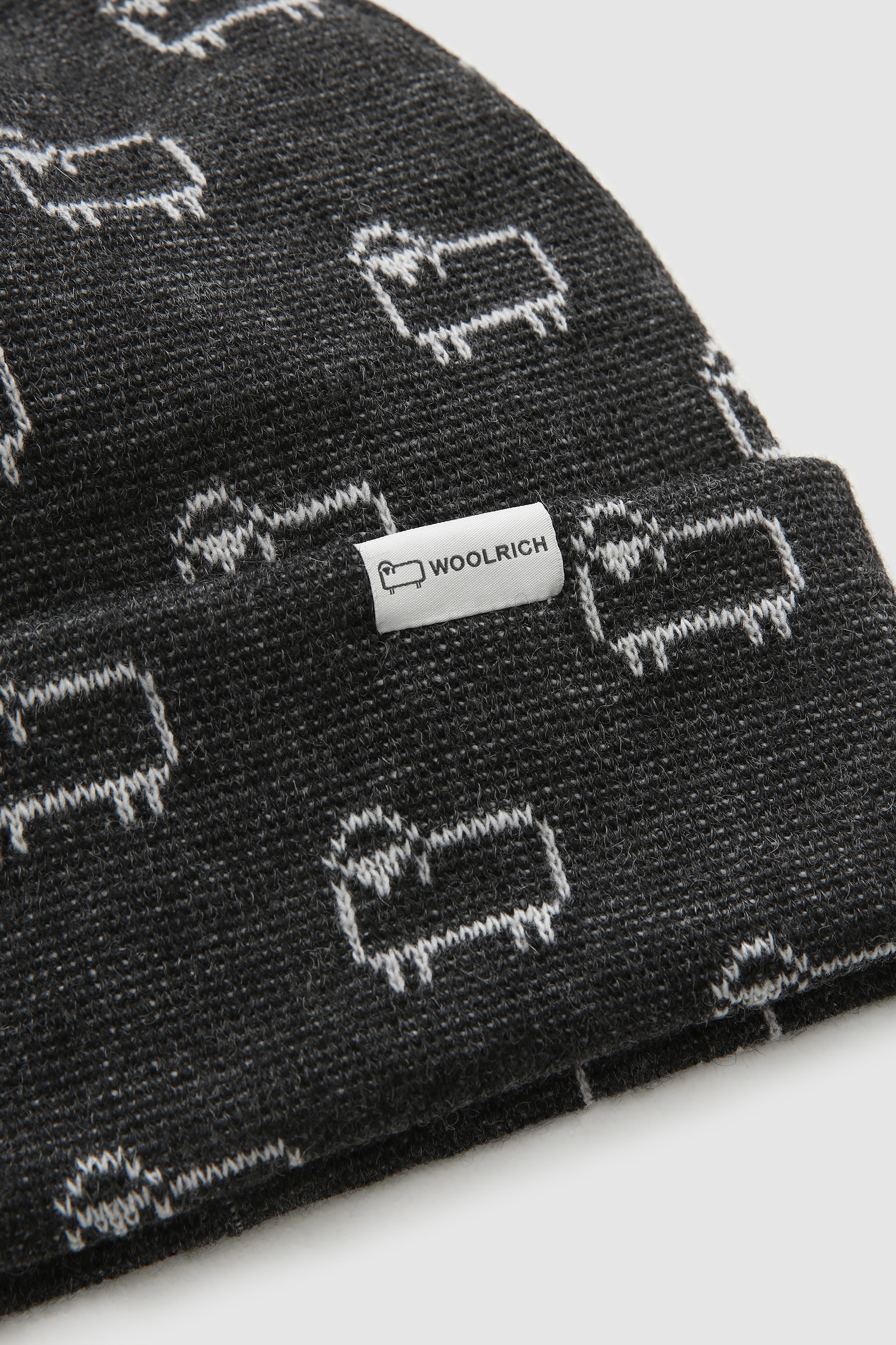 Gorro en mezcla de lana con logotipo de oveja en jacquard