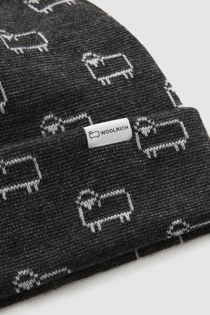 Gorro en mezcla de lana con logotipo de oveja en jacquard