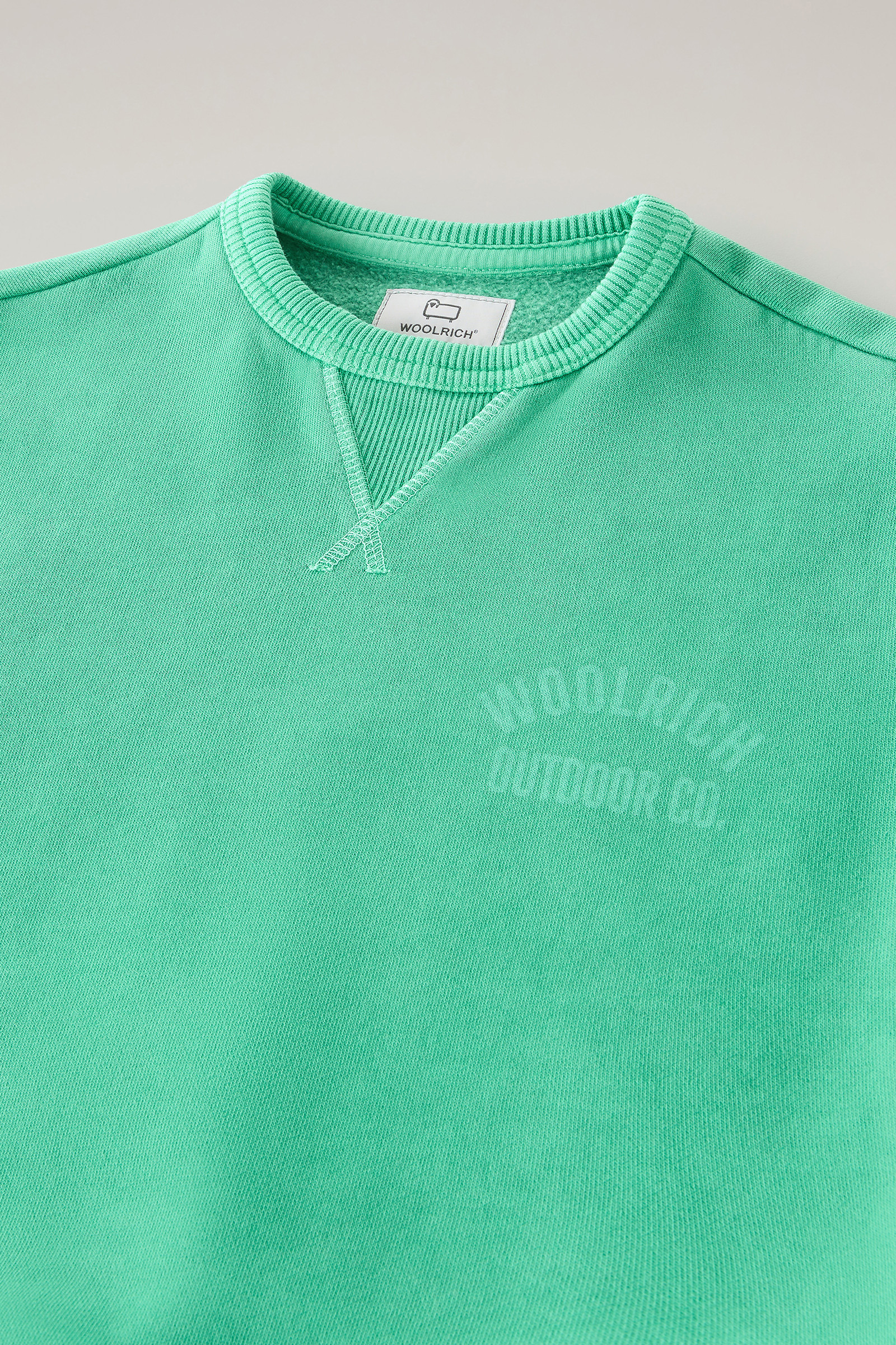 Boys' Garment-Dyed Crewneck in Pure Cotton Green photo 3 | Woolrich