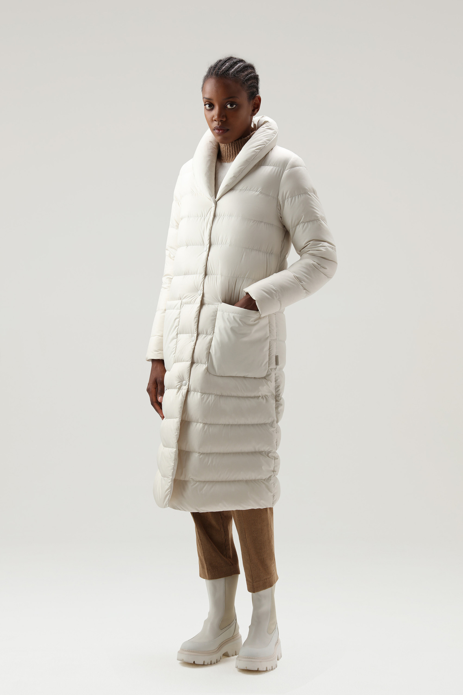 Quilted Ellis Microfiber Coat White | Woolrich USA
