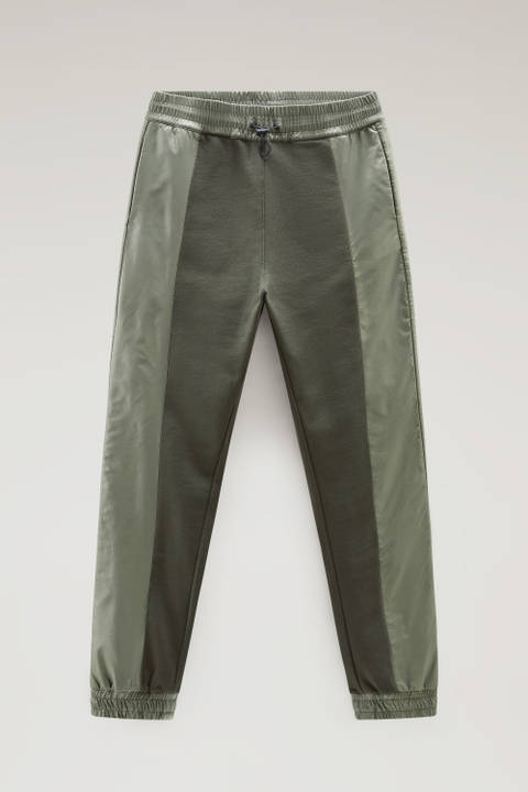 Jogger Pants in Pure Cotton and Ripstop nylon Green photo 2 | Woolrich