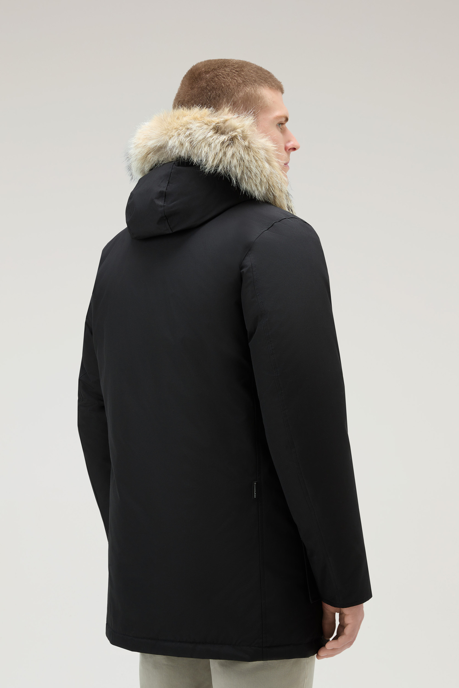 Men's Arctic Parka in Ramar Cloth with Detachable Fur Trim Black 