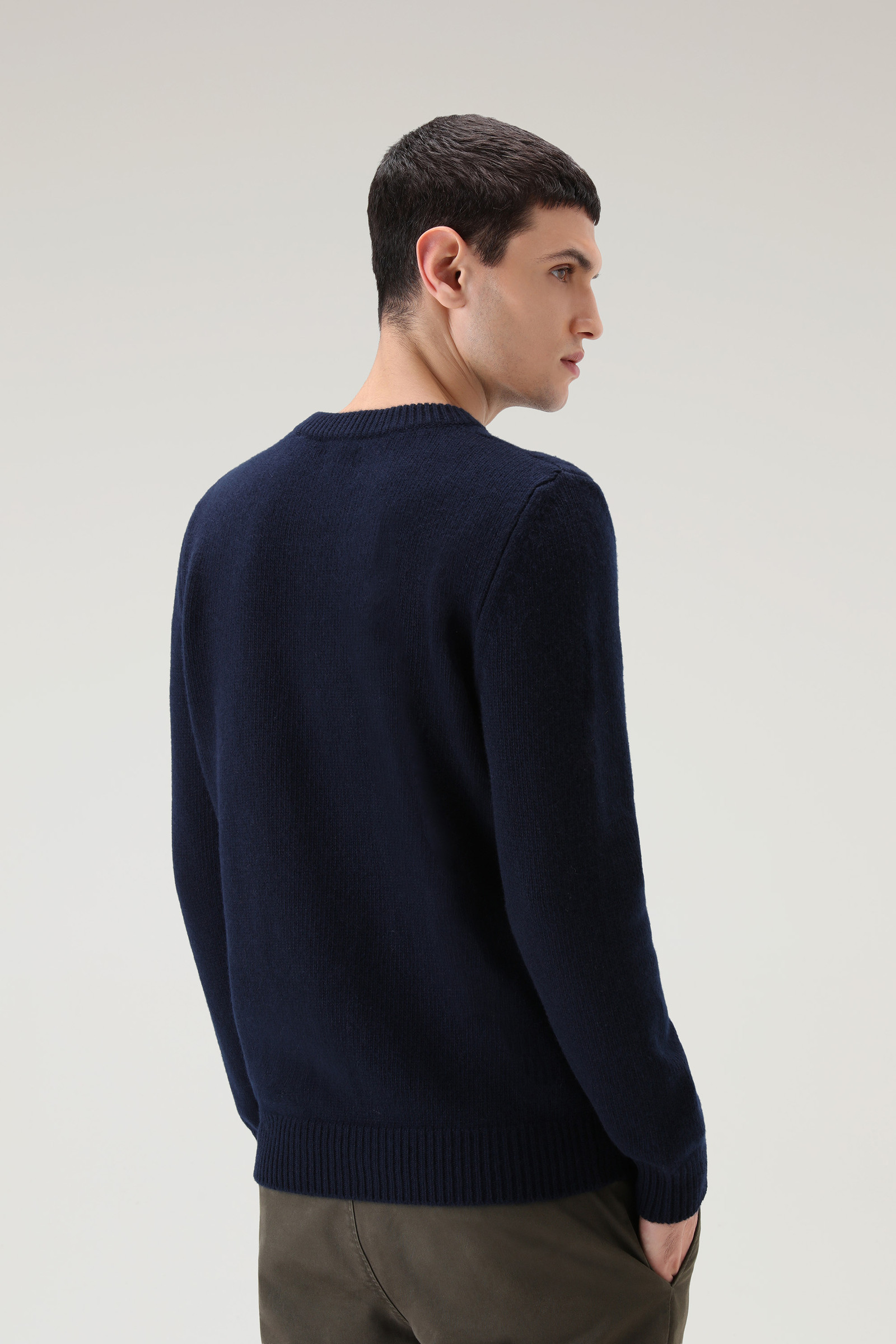 Cable-Knit Crewneck in Virgin Wool Blue photo 3 | Woolrich