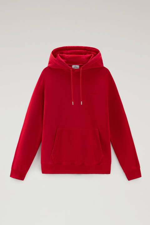 Hoodie in Cotton Fleece with Embroidered Logo Red photo 2 | Woolrich