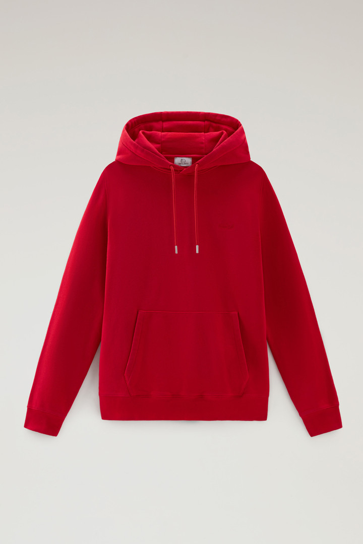 Hoodie in Cotton Fleece with Embroidered Logo Red photo 5 | Woolrich