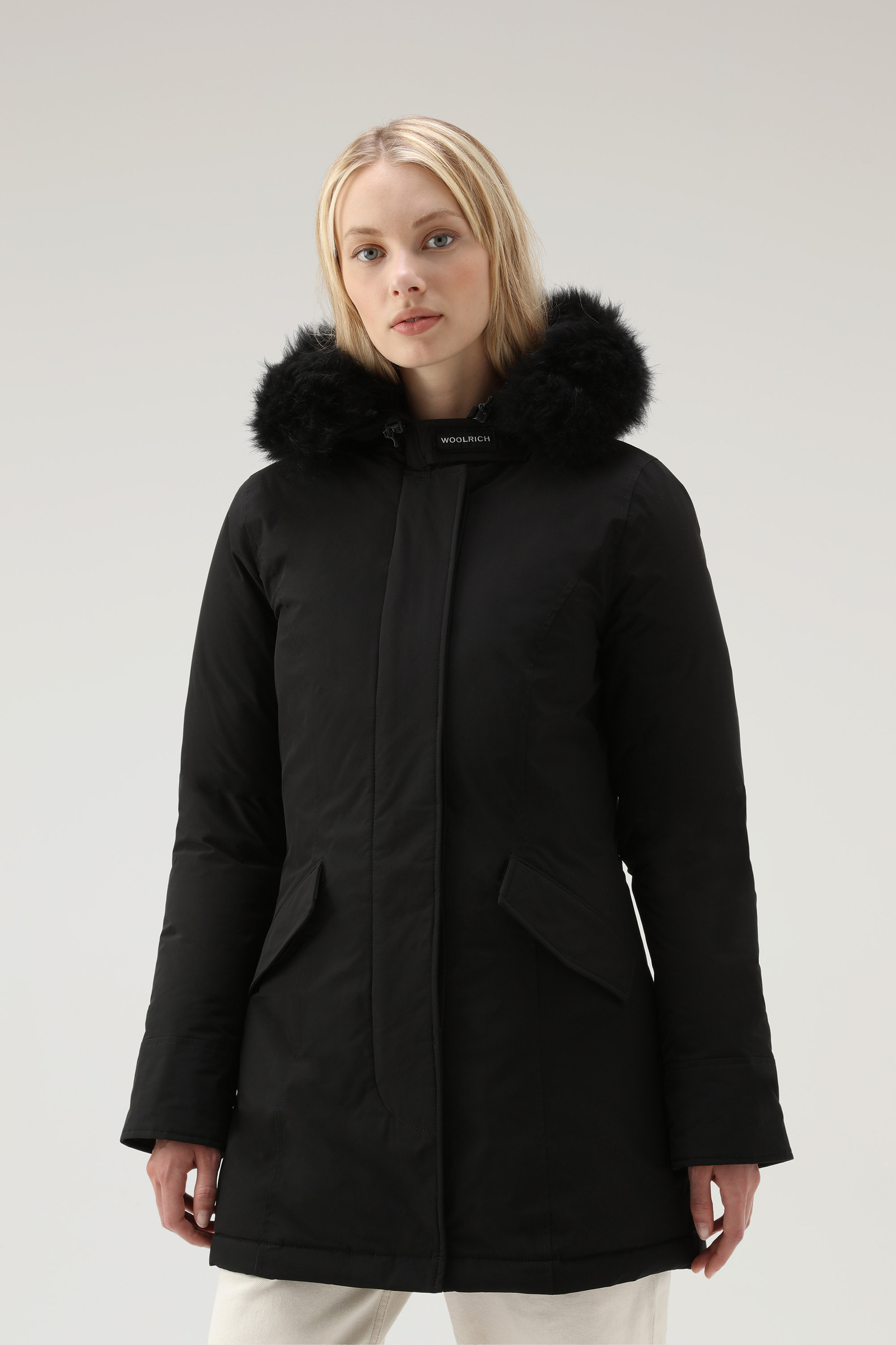 Donna Abbigliamento da Cappotti da Parka Arctic parka luxury con pelliccia di cashmere removibile nero di Woolrich in Nero 