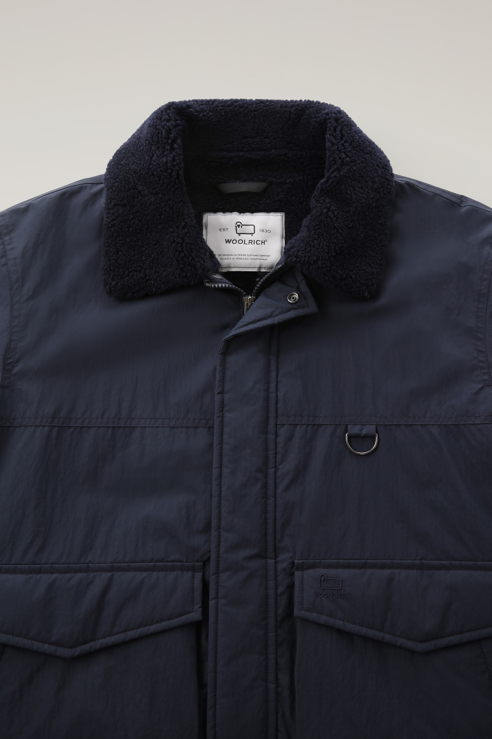 Ripstop Trucker Jacket with Sherpa Wool Lining Blue | Woolrich USA