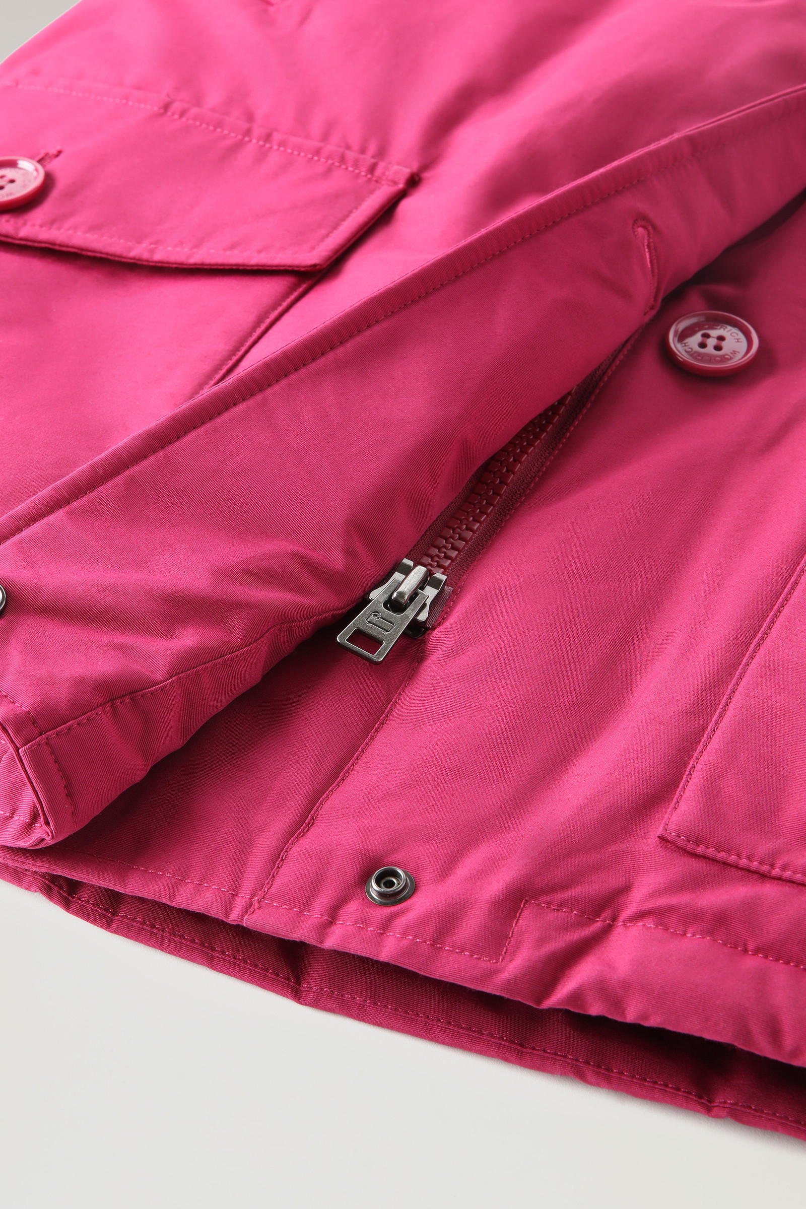 Arctic Parka in Ramar Cloth with Four Pockets and Detachable Fur Trim Red photo 9 | Woolrich