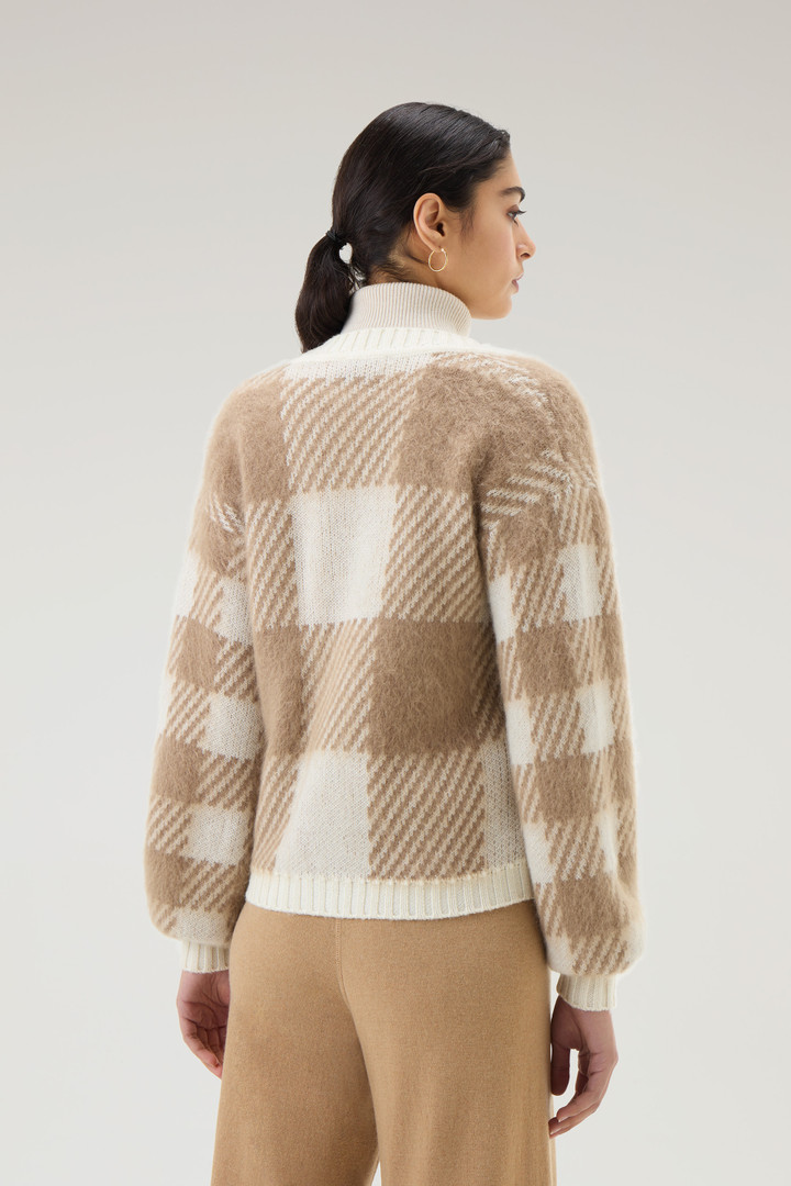 Buffalo Check Cardigan in Wool and Mohair Blend White photo 3 | Woolrich