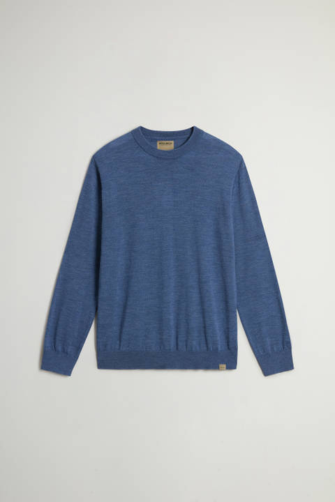 Pullover mit Rundhalsausschnitt aus reiner Merino-Schurwolle Blau photo 2 | Woolrich