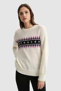 Jacquard pattern Crewneck Sweater in virgin wool