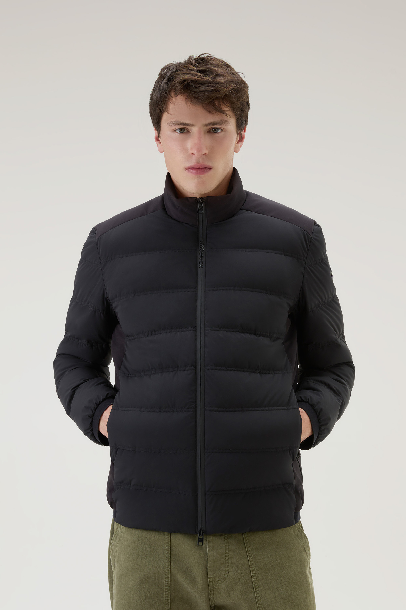 Men's Bering Down Jacket in Stretch Nylon Black | Woolrich USA
