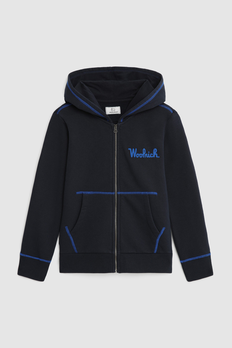 Felpa full-zip da bambino con logo vintage ricamato