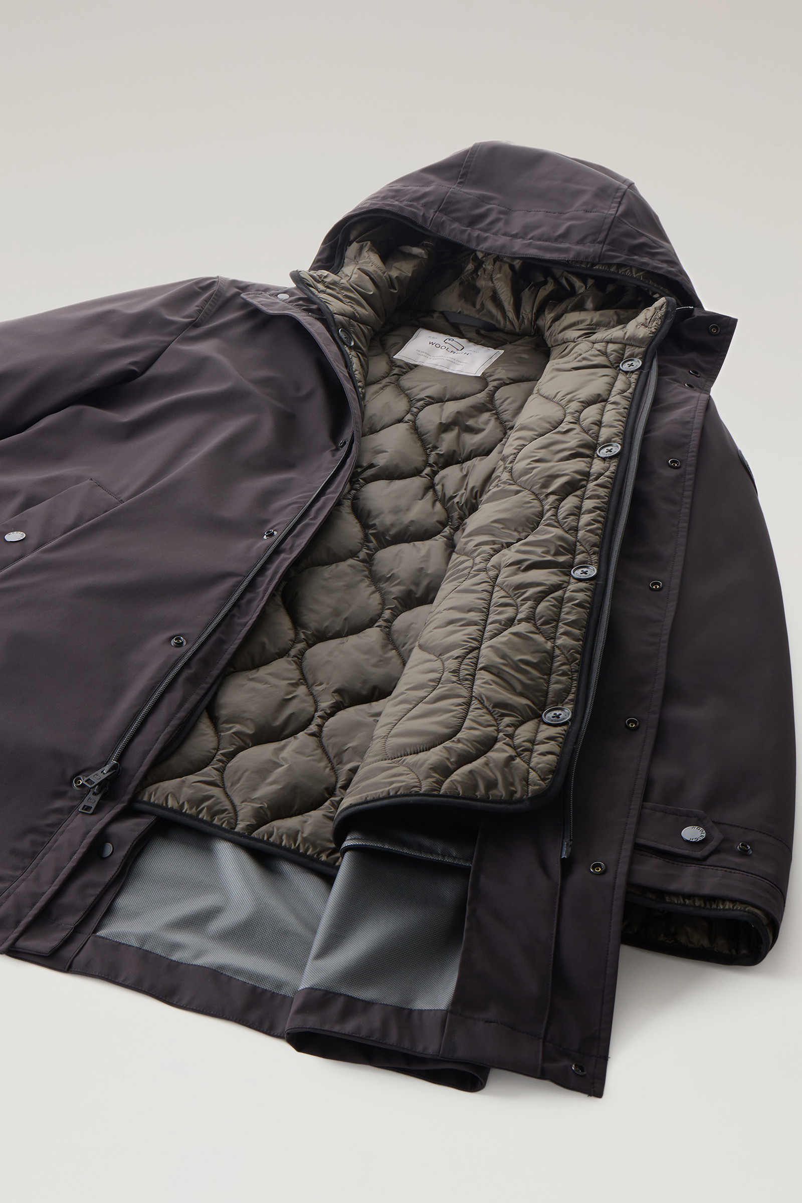 3-in-1 wattierte Jacke aus Stretch-Nylon mit abnehmbarer Steppjacke schwarz photo 12 | Woolrich