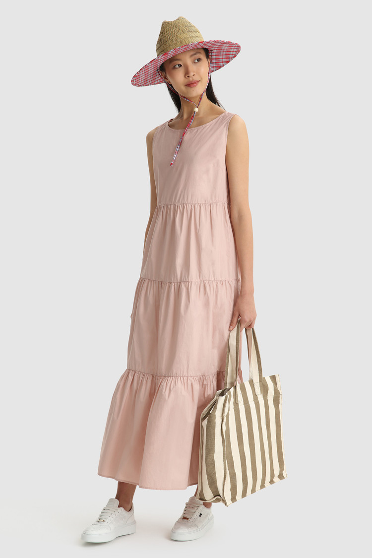 Ärmelloses langes Popelinekleid