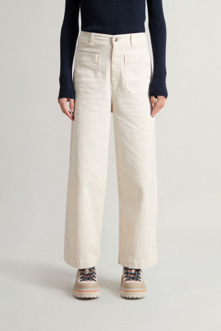 Woolrich Woman Garment-dyed Wide-Leg Pants in Stretch Cotton Twill White Size 26