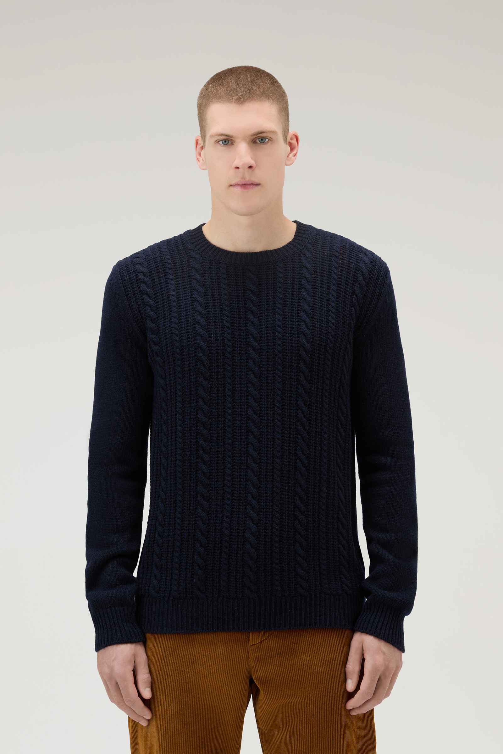 Men's Crewneck Sweater in Wool Blend Blue | Woolrich USA