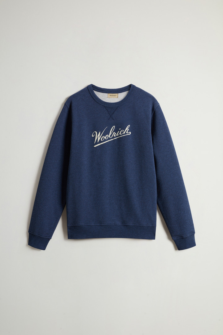 Sweater met ronde hals van puur mouliné-katoen Blauw photo 5 | Woolrich