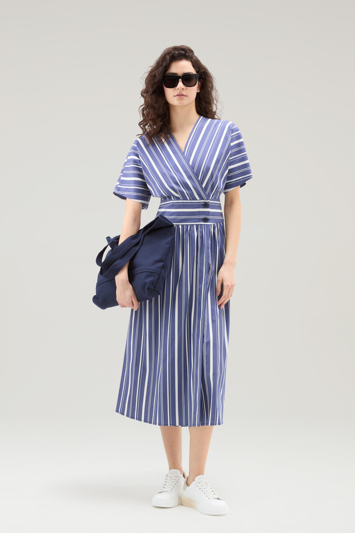 Striped Dress in Cotton Blend Poplin Blue photo 2 | Woolrich