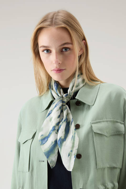Scarf in a Modal and Silk Blend with Graphic Print Beige photo 2 | Woolrich