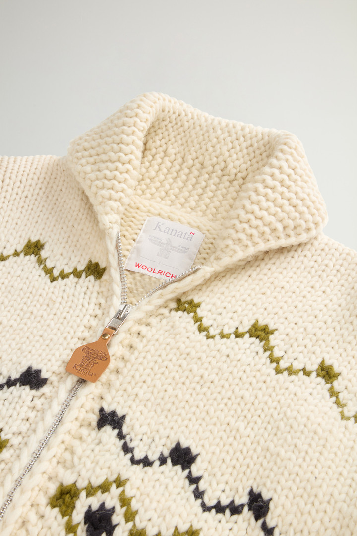 Unisex s Cowichan Cardigan in Pure Wool with Contrasting Pattern by Todd Snyder white Woolrich FI