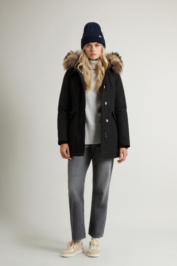 Arctic Parka in Ramar Cloth with Detachable Fur Trim Black | Woolrich