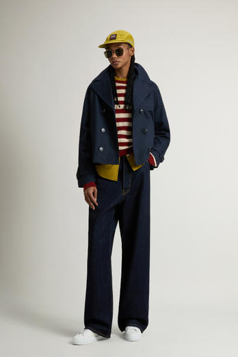 Pure Cotton Pea Coat Blue | Woolrich