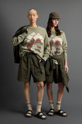 Jacquard-Patterned Cotton- and Linen-Blend Crewneck Sweater by Todd Snyder Green | Woolrich