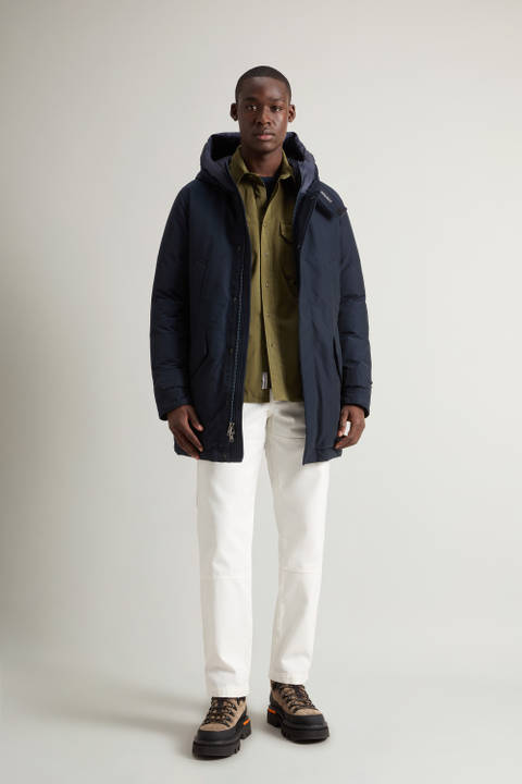 Polar Parka in Ramar Cloth with High Collar Blue | Woolrich