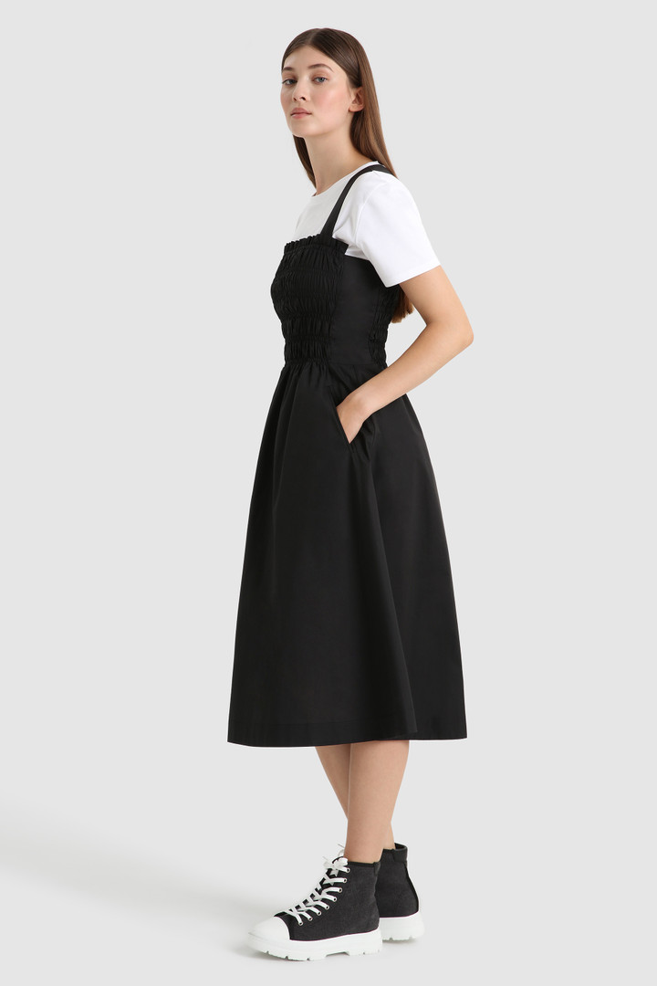 Jurk van poplin katoen met zijzakken Zwart photo 2 | Woolrich