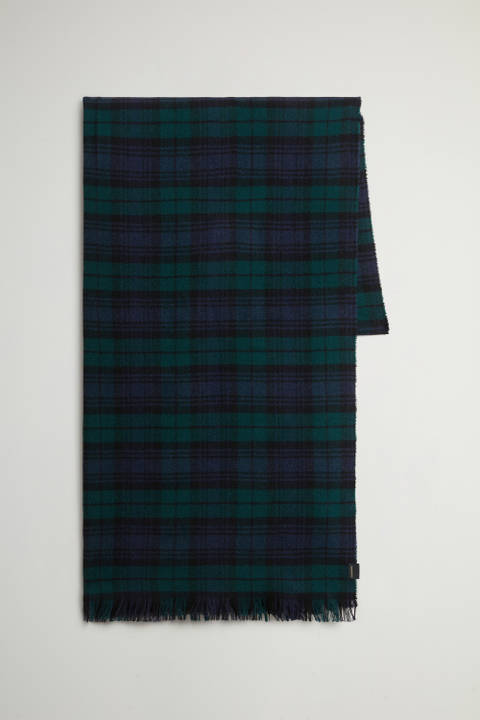 Scarf in Virgin Wool and Cashmere Blend with Checked Pattern Black | Woolrich
