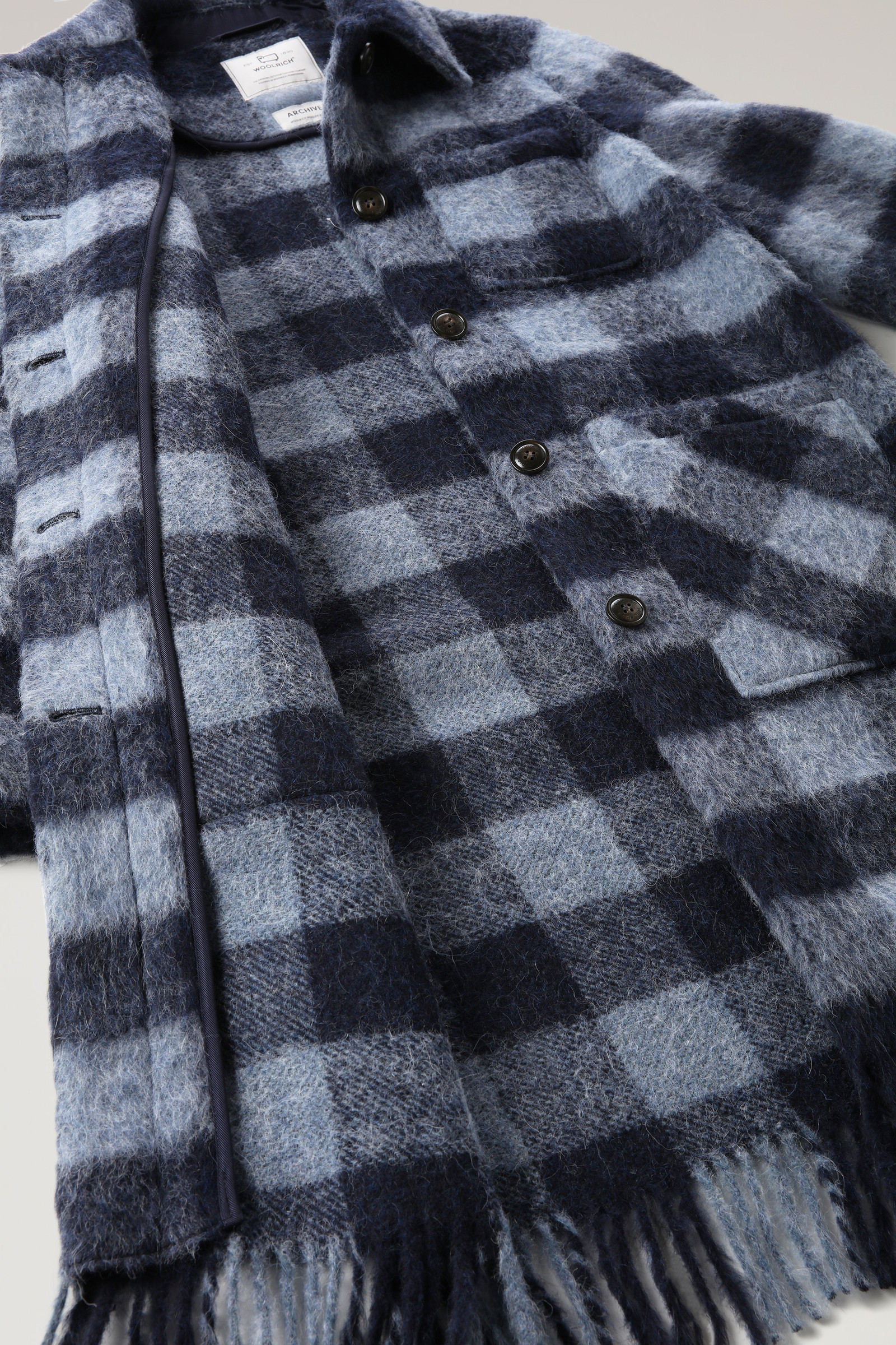 Brushed Wool Long Overshirt with Fringe Blue photo 8 | Woolrich