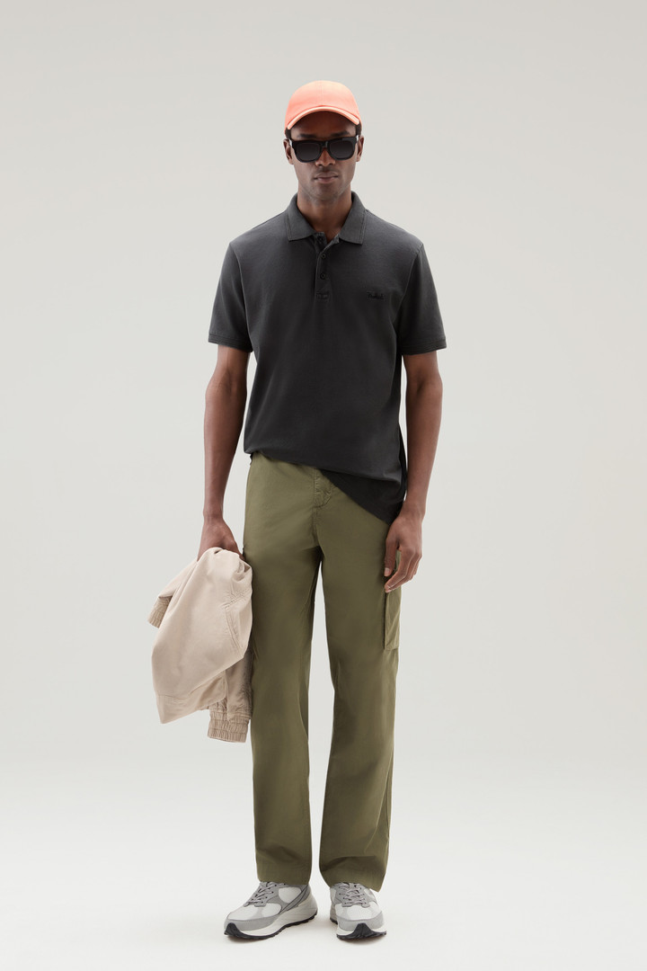 Garment-Dyed Mackinack Polo in Stretch Cotton Piquet Black photo 2 | Woolrich