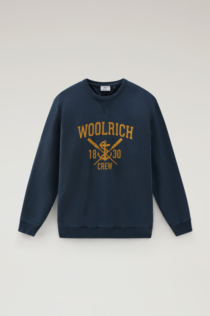 Pure Cotton Crewneck Sweatshirt with Graphic Print Blue photo 5 | Woolrich