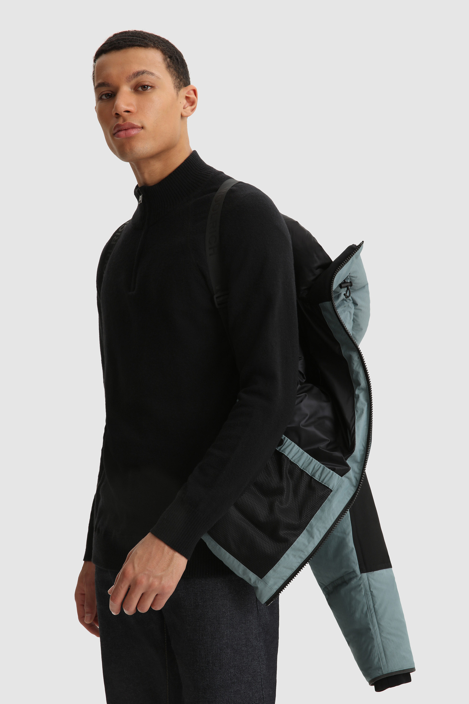 Teton Padded Jacket in Ripstop Cotton Grey photo 7 | Woolrich