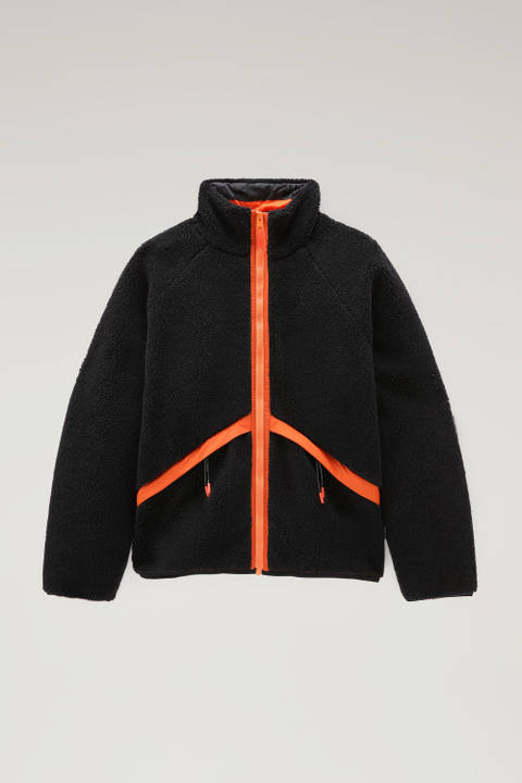 Reversible Jacket in Sherpa Wool and Crinkle Nylon Black | Woolrich