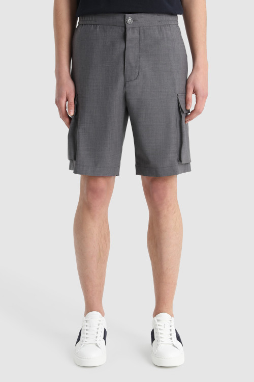 Pantaloncini Cargo in fresco lana grigio | Woolrich